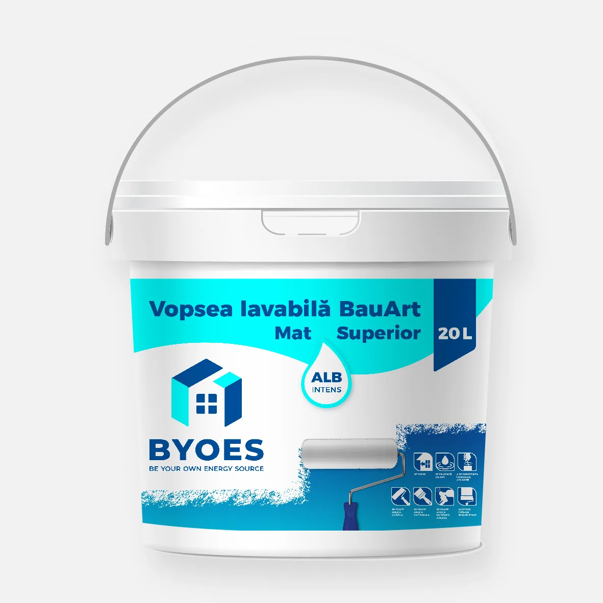 Vopsea lavabilă pentru interior Byoes albă mat