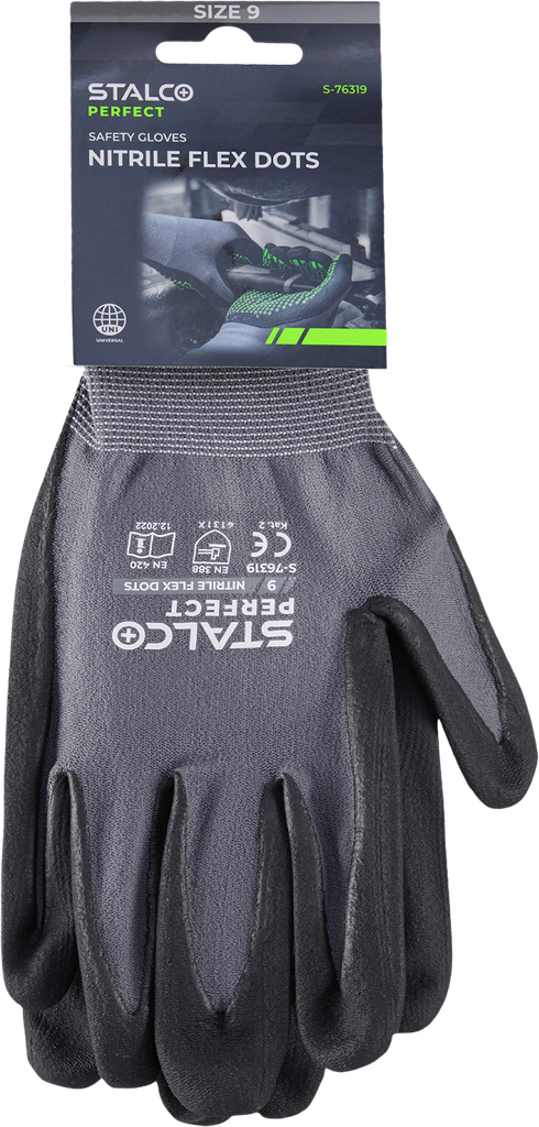 Mănuși din nylon NITRILE FLEX DOTS 10 STALCO PERFECT S-76321