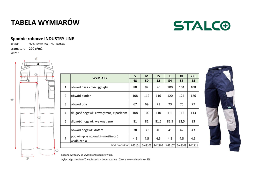 Pantaloni de lucru bleumarin INDUSTRY LINE STALCO