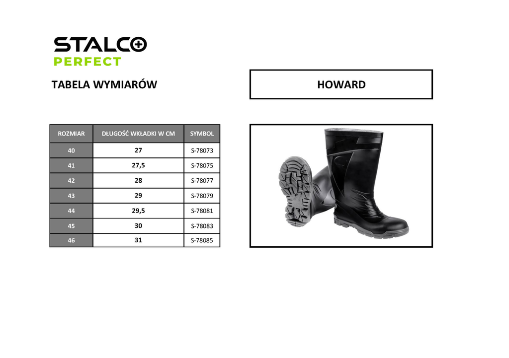 Cizmă de cauciuc HOWARD OB STALCO PERFECT