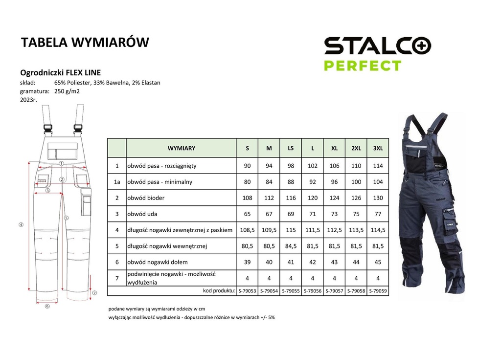 Salopetă FLEX LINE gri STALCO PERFECT