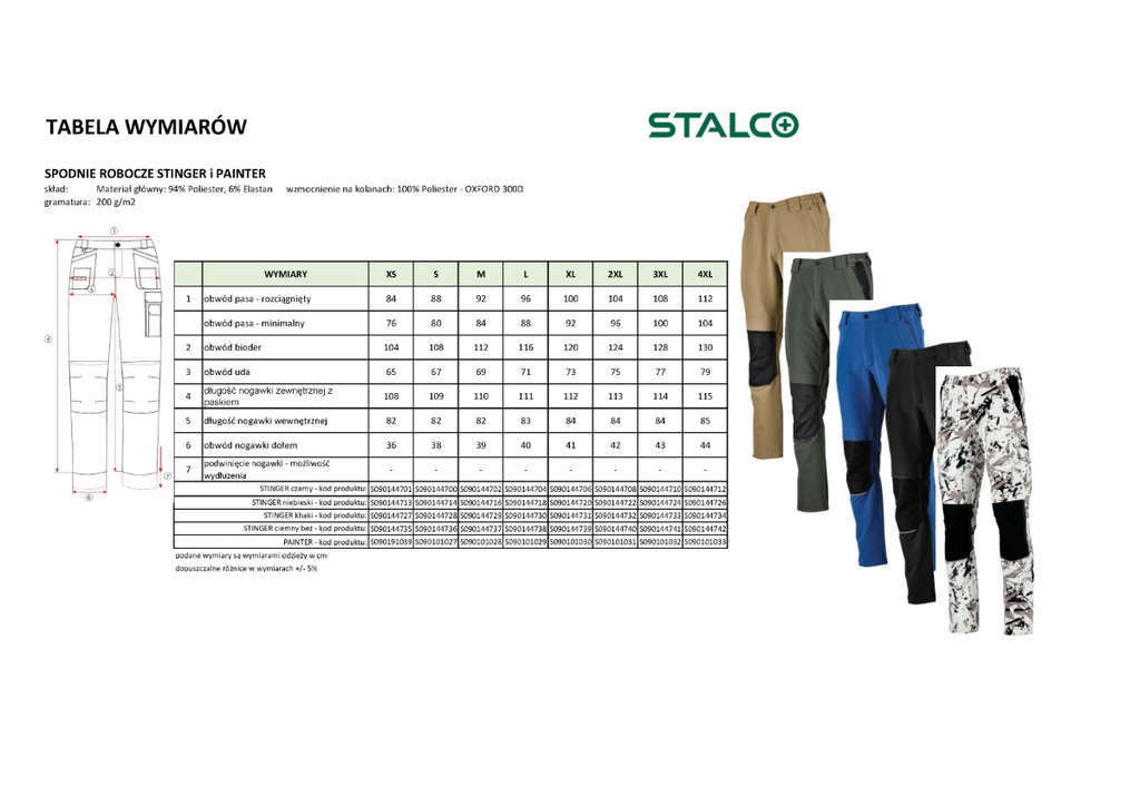 Pantaloni de lucru PAINTER Albi STALCO