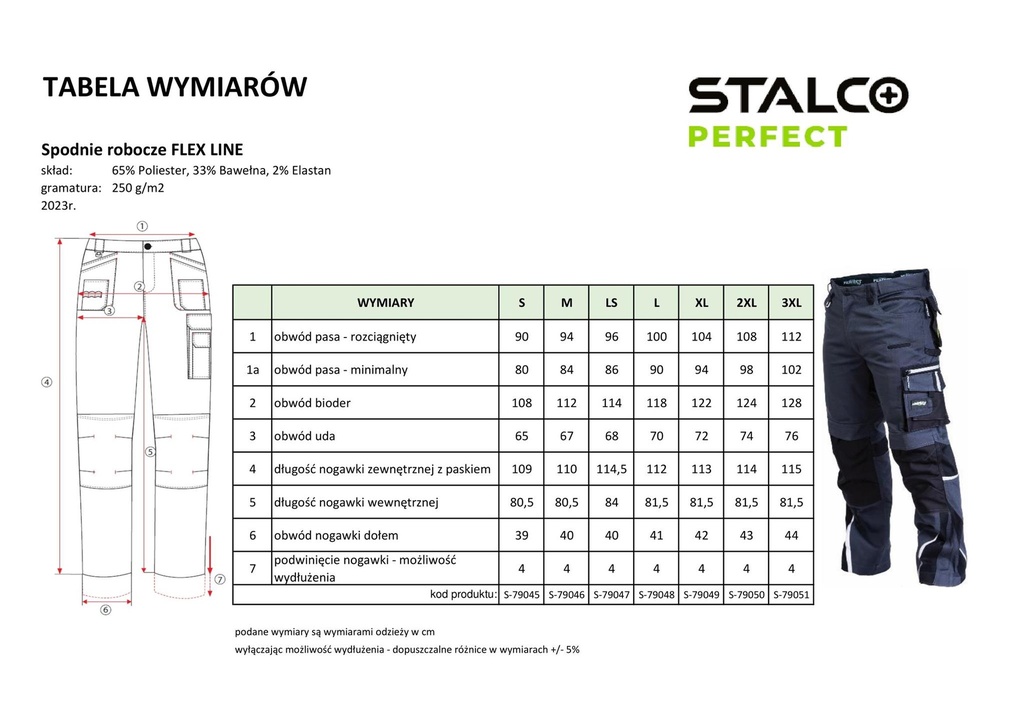 Pantaloni de lucru FLEX LINE gri STALCO PERFECT