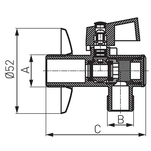 Robinet colțar Ferro Z1238KF 1/2”x3/8”, cu bilă, filtru și manetă metalică