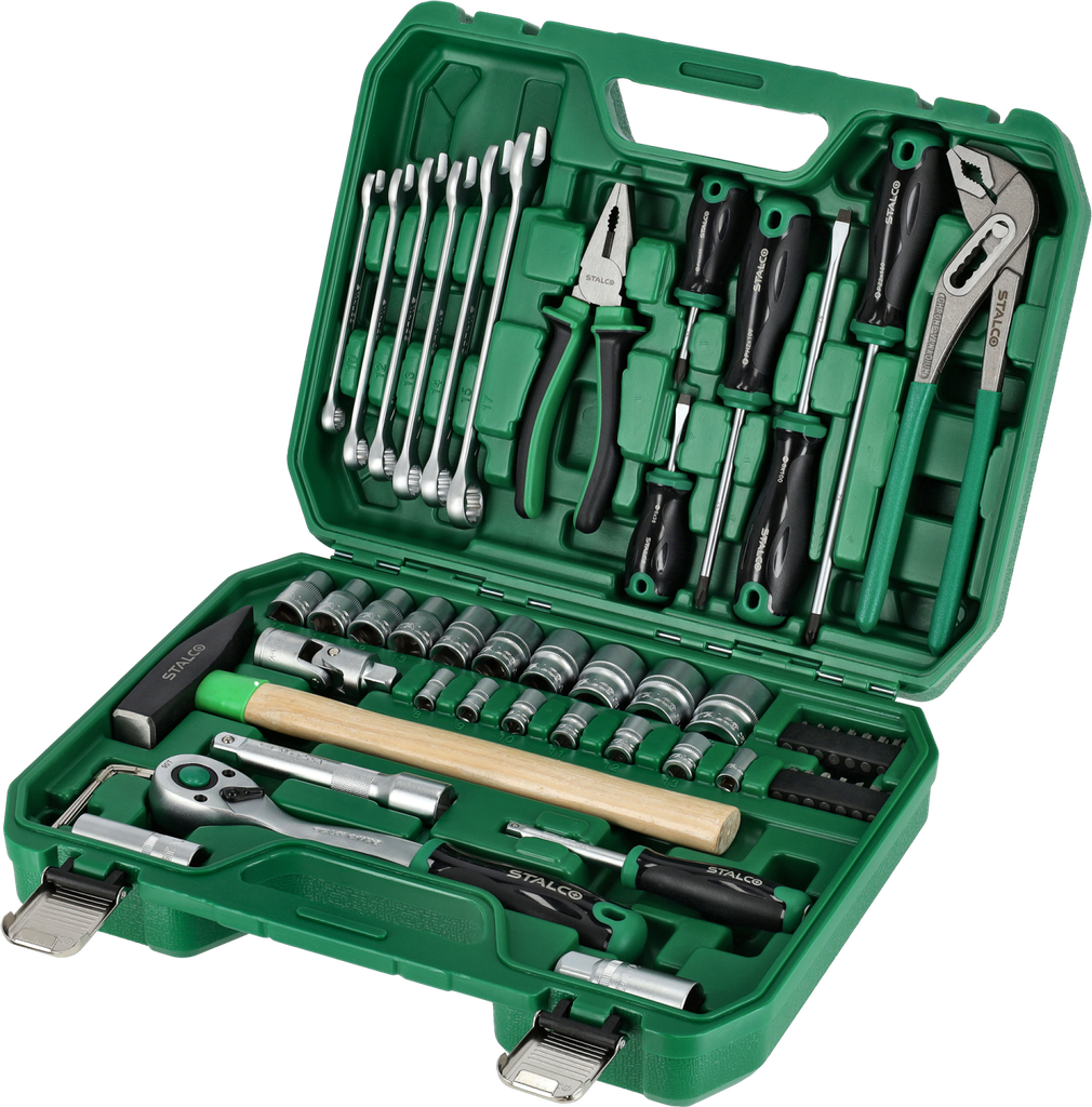 Set scule multifuncționale 1/2”+1/4” 55 buc clichet 90t ambalaj BMC STALCO S011100055