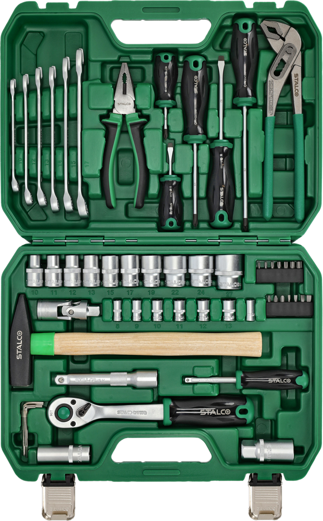 Set scule multifuncționale 1/2”+1/4” 55 buc clichet 90t ambalaj BMC STALCO S011100055