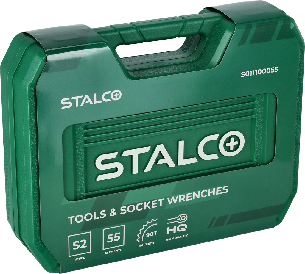 Set scule multifuncționale 1/2”+1/4” 55 buc clichet 90t ambalaj BMC STALCO S011100055