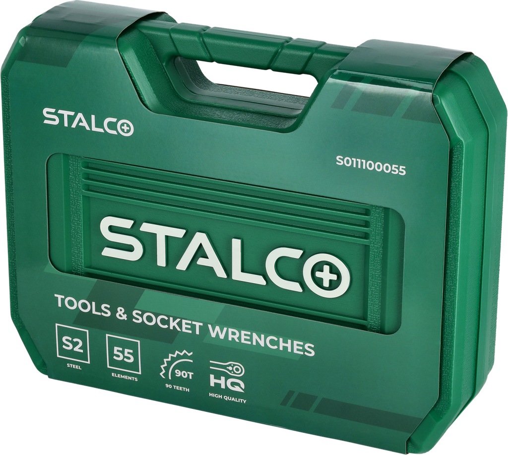 Set scule multifuncționale 1/2”+1/4” 55 buc clichet 90t ambalaj BMC STALCO S011100055