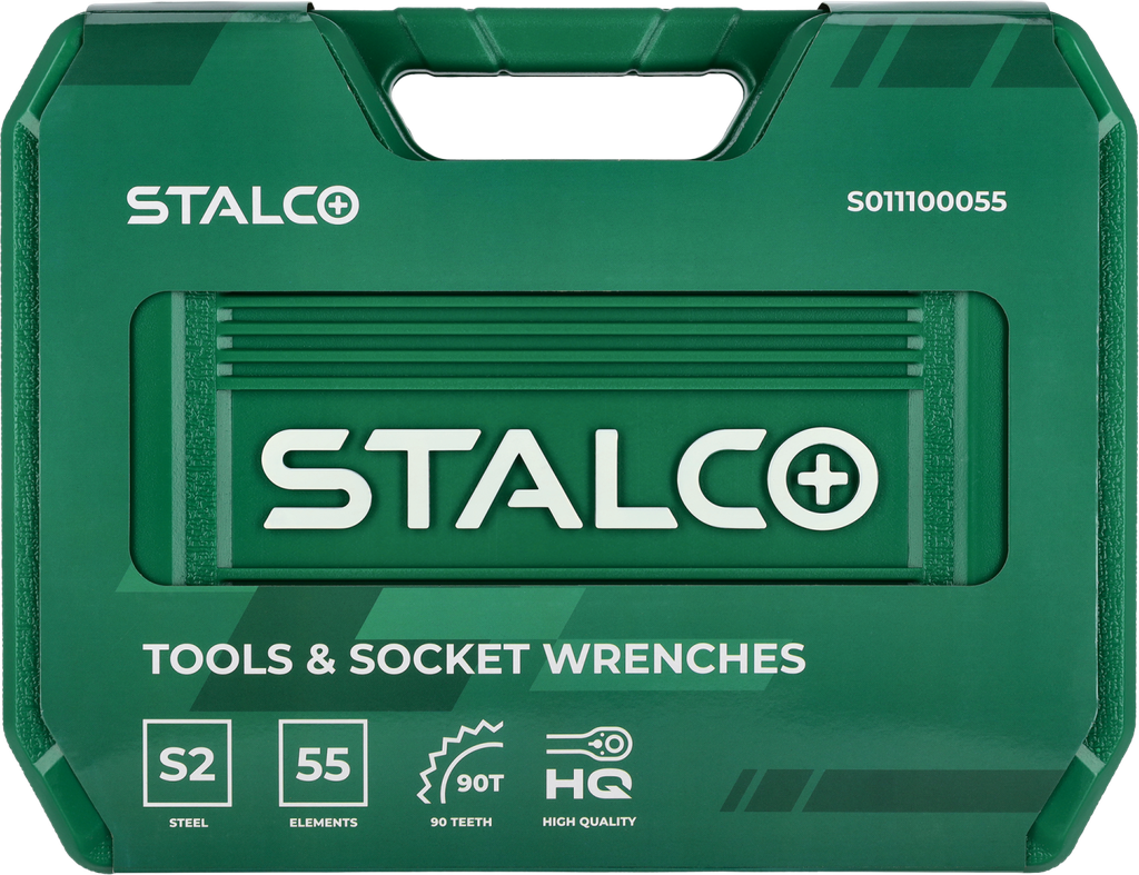 Set scule multifuncționale 1/2”+1/4” 55 buc clichet 90t ambalaj BMC STALCO S011100055