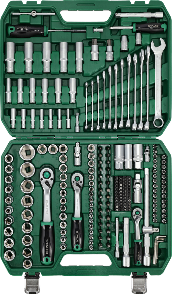 Set de chei tubulare și combinate 1/2”+3/8”+1/4”, 219 buc. 90T, BMC STALCO S011100219