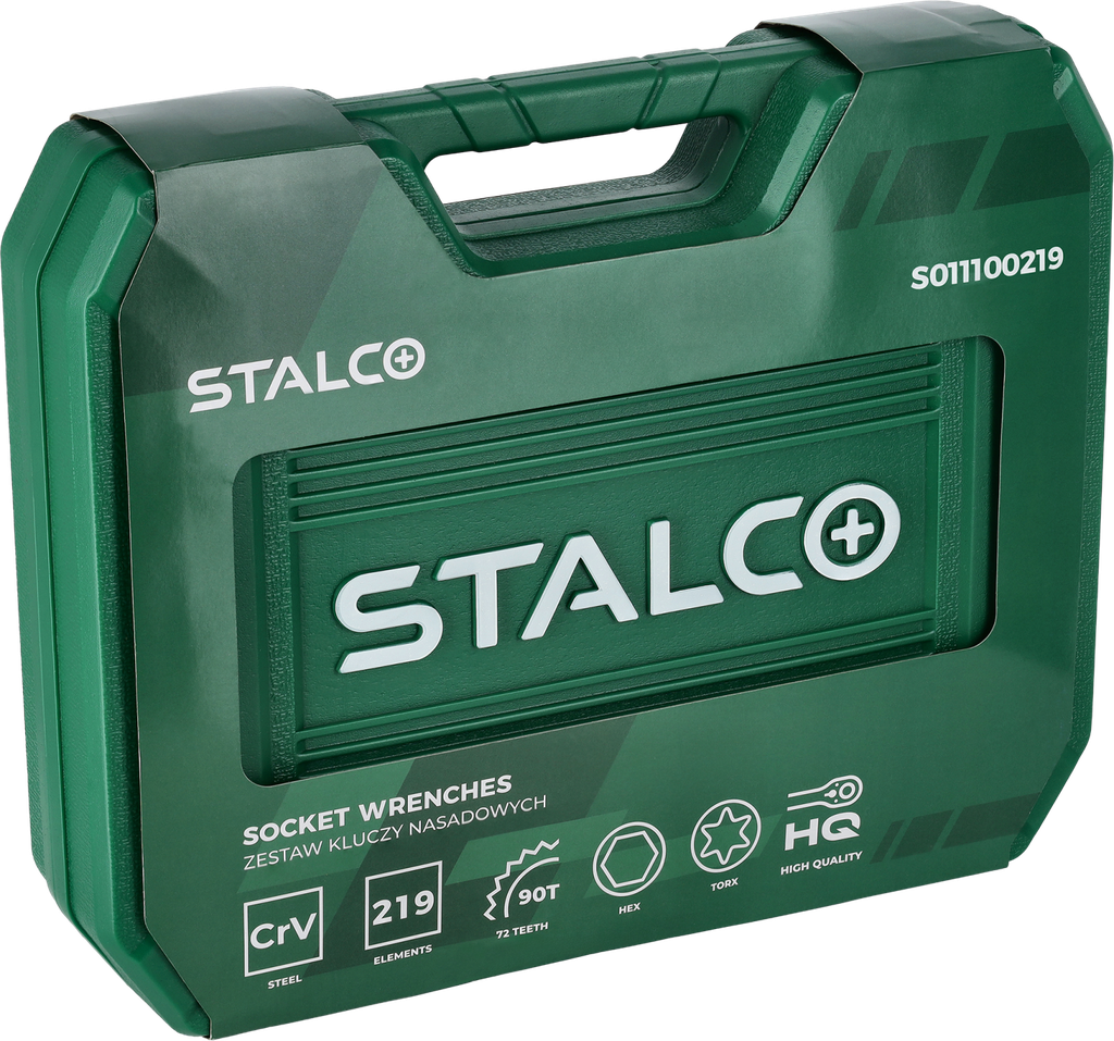 Set de chei tubulare și combinate 1/2”+3/8”+1/4”, 219 buc. 90T, BMC STALCO S011100219