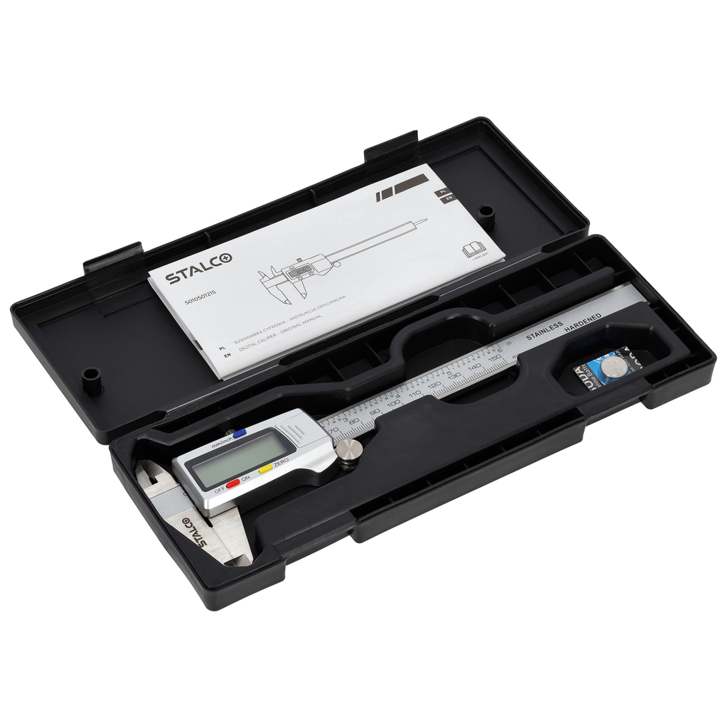 Șubler digital 0-150 mm, precizie 0,01 mm 1,5 V STALCO S010501215