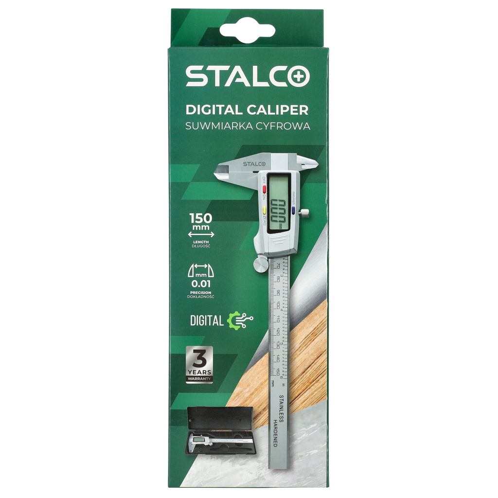 Șubler digital 0-150 mm, precizie 0,01 mm 1,5 V STALCO S010501215