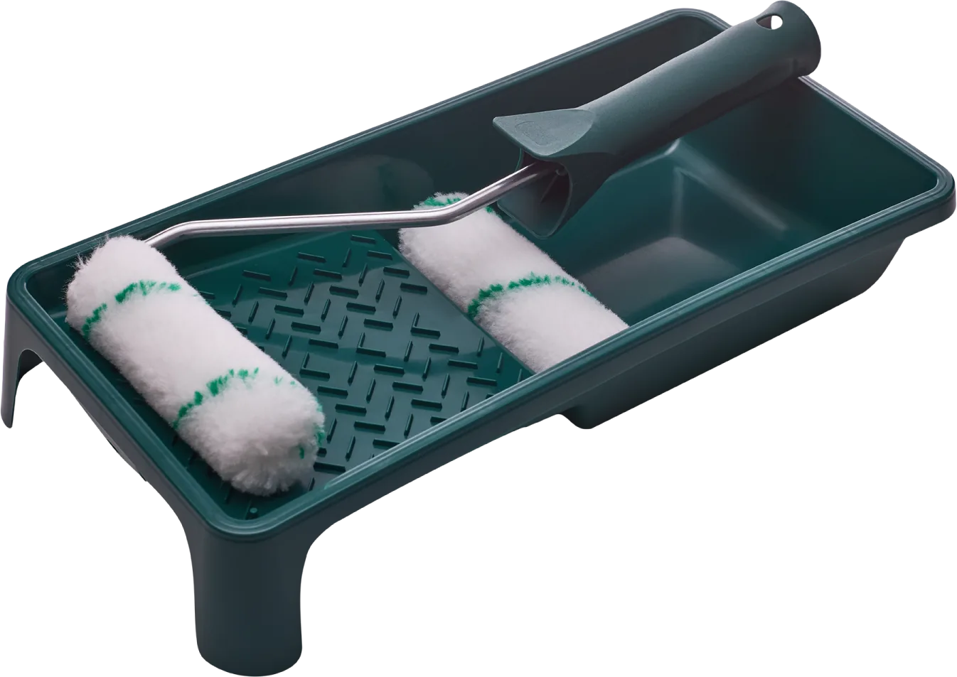 Set de vopsit - Tavă verde pentru ață ACRYL 150 x 290 mm, mâner 100 / ø6 mm, 2 x ață verde 100 mm STALCO S-38911