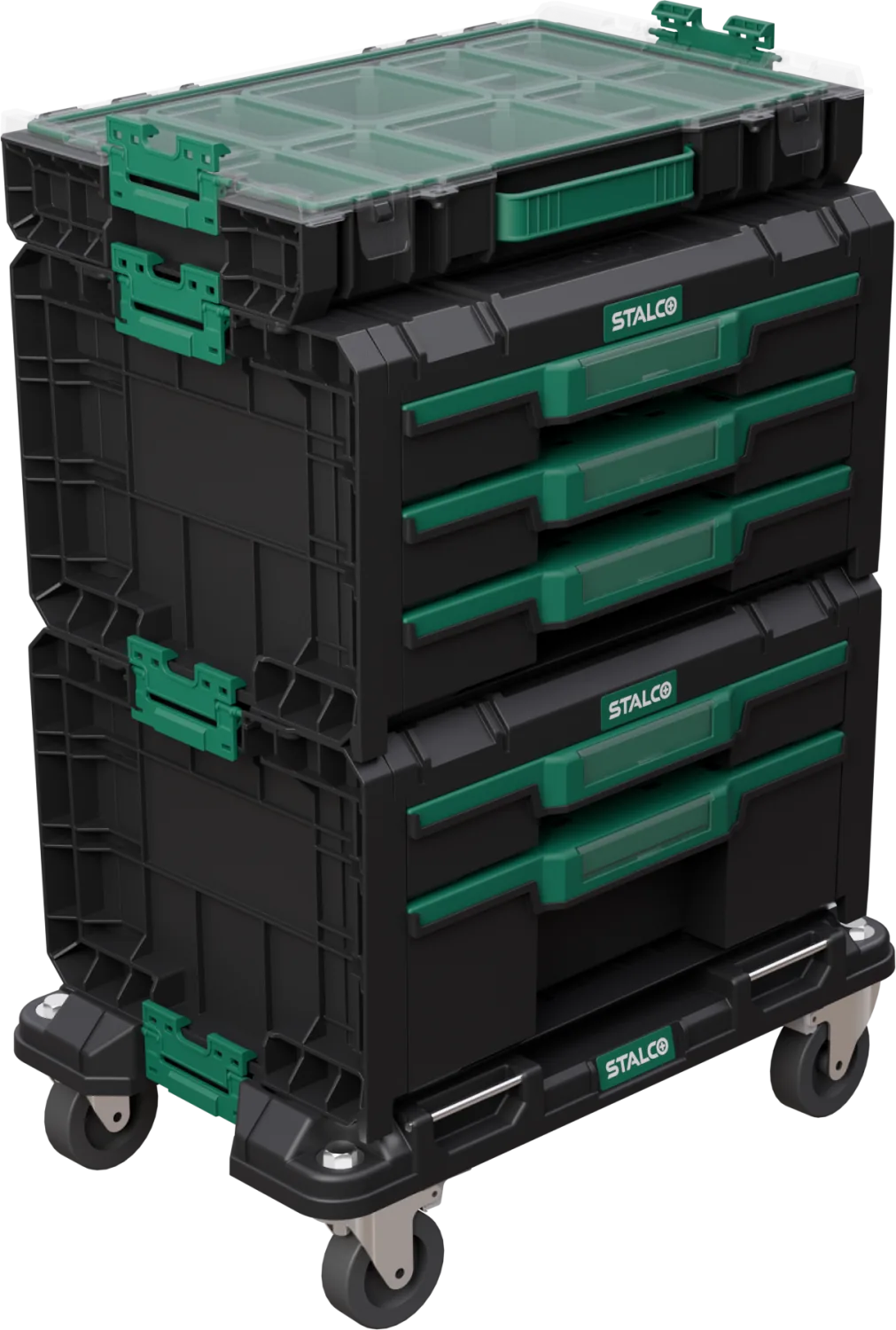 Set de cutii pe platformă mobilă, 4 bucăți (TO01+TB02+TB03) SISTEM STALCO S026145942
