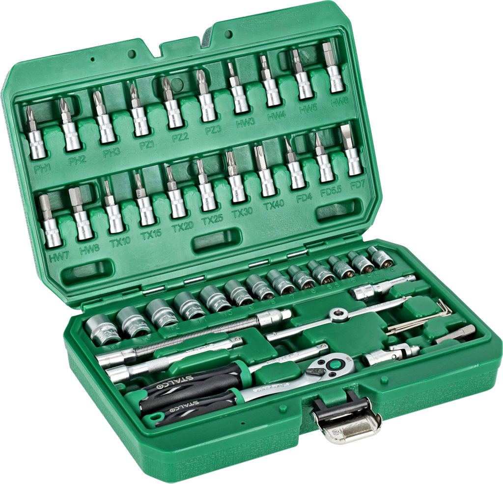 Set chei tubulare 1/4” BMC pachet 48 buc clichet 90t STALCO S011100048
