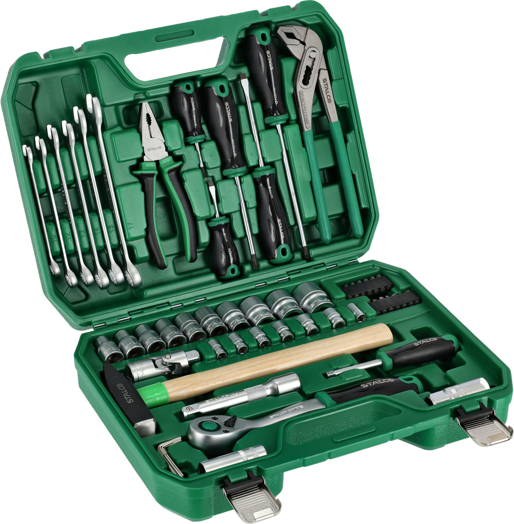 Set scule multifuncționale 1/2”+1/4” 55 buc clichet 90t ambalaj BMC STALCO S011100055