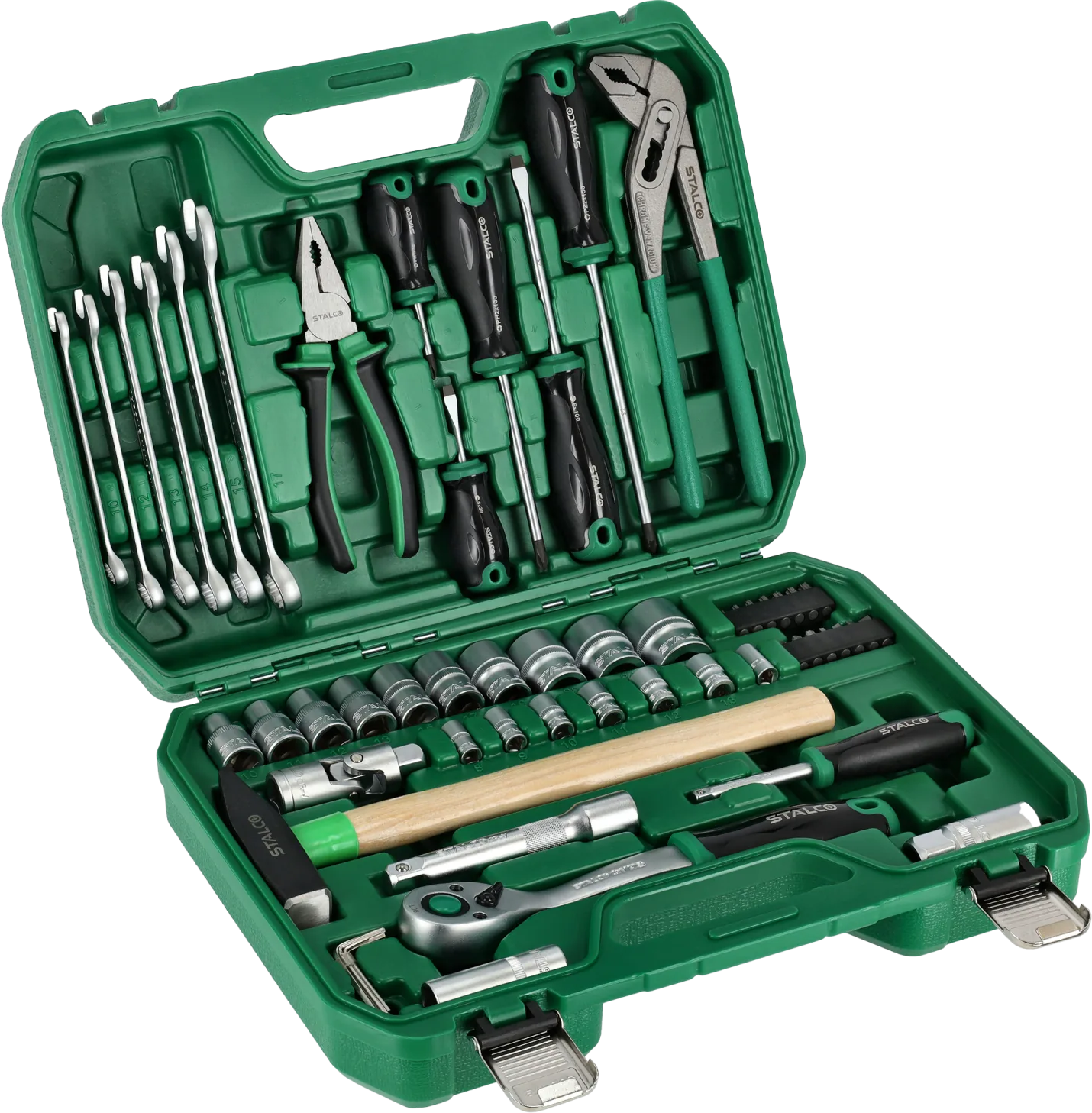 Set scule multifuncționale 1/2”+1/4” 55 buc clichet 90t ambalaj BMC STALCO S011100055