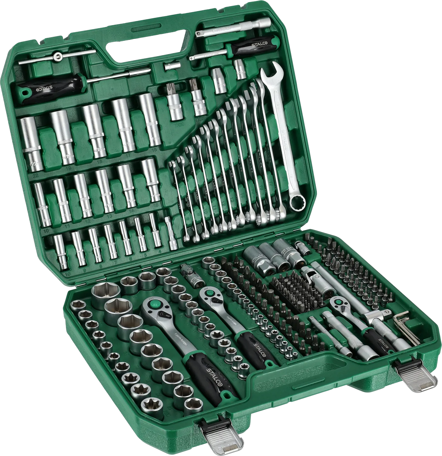 Set de chei tubulare și combinate 1/2”+3/8”+1/4”, 219 buc. 90T, BMC STALCO S011100219