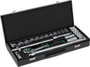 Set chei tubulare 1/2” 25 buc cutie metalică, clichet 90T STALCO S011100025