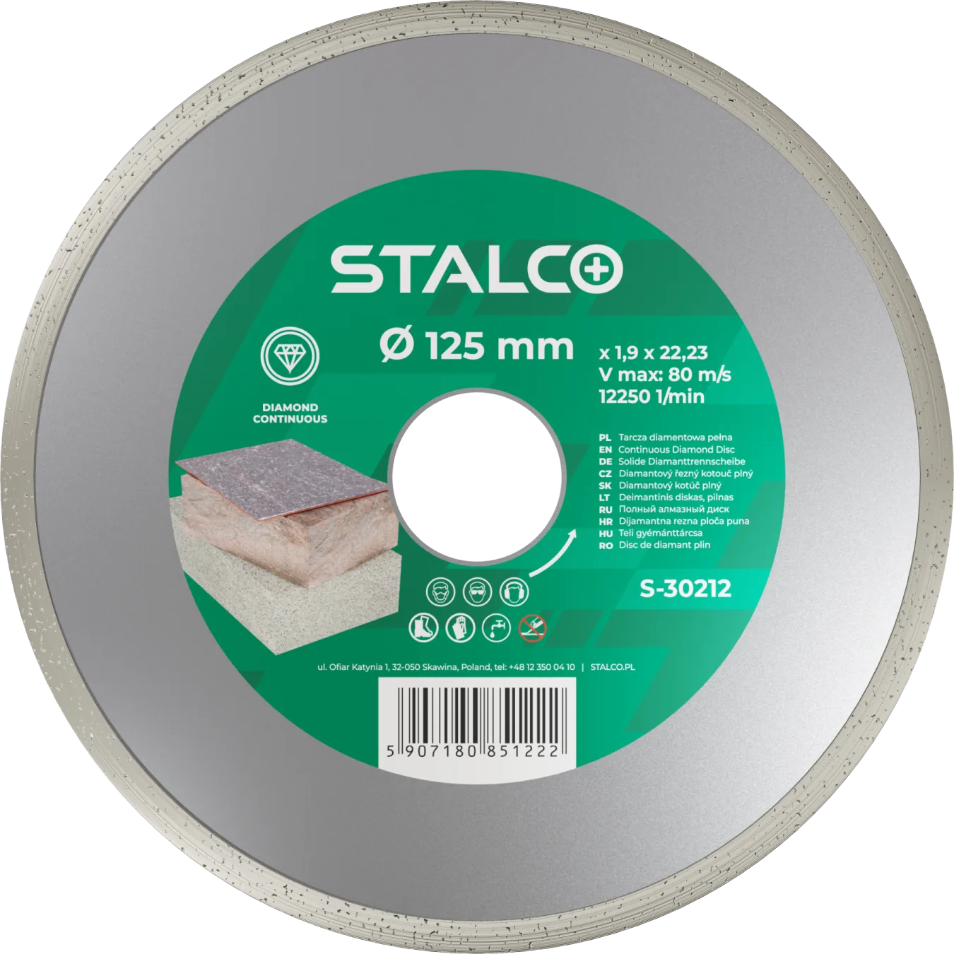 Disc diamantat continuu pentru ceramică 22.23 mm Stalco