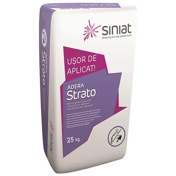 Mortar de tencuială unistrat pe bază de ipsos Siniat Adera Strato P 25 kg 45/pal