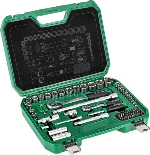 [IZOSTLS011100084] Set chei tubulare, ambalaj BMC, 84 piese, clichet 1/2˝ 1/4˝ 90 dinți STALCO S011100084