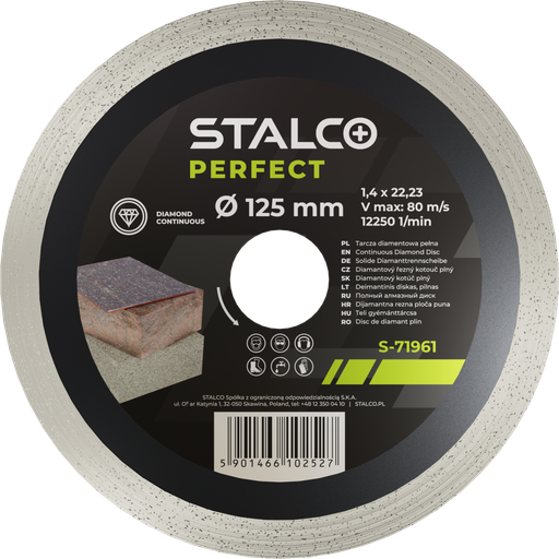 Disc diamantat continuu pentru ceramică 22.23 mm STALCO PERFECT 